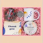 Gotowy zestaw prezentowy „Thank You“ BOX herbaty smakowe kubek zaparzacz kulka herbata PREMIUM czekolada prezent upominek podziękowanie dla faceta