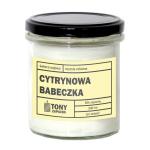 Świeca sojowa naturalna zapachowa CYTRYNOWA BABECZKA - najlepsza aromatyczna bezpieczna ręcznie robiona w szklanym słoiczku 300ml 50h palenia na preze