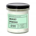 Świeca sojowa naturalna zapachowa BUKIET PIWONII - najlepsza aromatyczna bezpieczna ręcznie robiona w szklanym słoiczku 300ml 50h palenia na prezent u