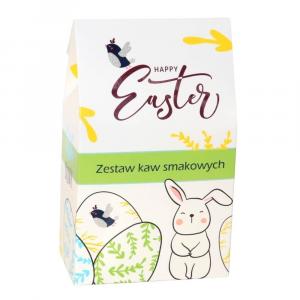 Happy Easter kawowa torebka– prezent na Wielkanoc, zajączka z kawą aromatyzowaną 10x10g upominek na zajączka święta wielkanocne 2024 dla niej niego ma