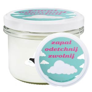 Naturalna świeca sojowa zapachowa Zapal, Odetchnij, Zwolnij w słoiku 150ml prezent upominek na każdą okazję dla kobiety babci mamy żony dziewczyny prz