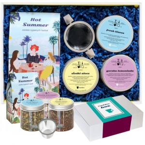 Gotowy zestaw prezentowy „HOT SUMMER“ herbaty PREMIUM 10szt. herbata mrożona na zimno owocowa rooibos ziołowa zaparzacz na prezent upominek