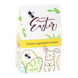 Happy Easter herbaciana torebka – prezent podarunek na święta wielkanocne zajączka z herbatą 10x5g upominek dla niej niego mamy taty dziewczyny babci
