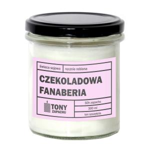 Świeca sojowa naturalna zapachowa CZEKOLADOWA FANABERIA - najlepsza aromatyczna bezpieczna ręcznie robiona w szklanym słoiczku 300ml 50h palenia na pr