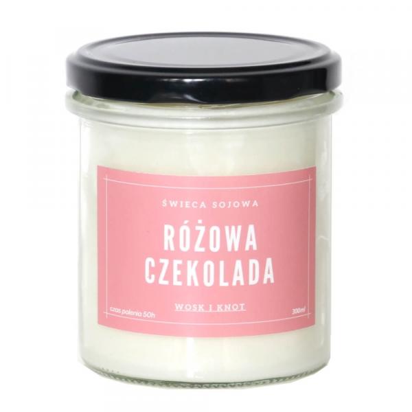 Świeca sojowa RÓŻOWA CZEKOLADA - aromatyczna ręcznie robiona naturalna świeca zapachowa w słoiczku 300ml