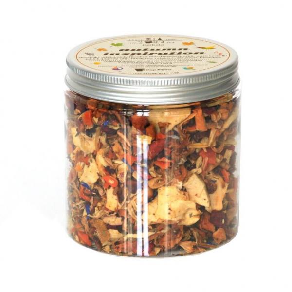 Herbata Autumn inspiration o smaku rabarbarowym - jesienna mieszanka owocowa 150g najlepsza herbata sypana w eko opakowaniu