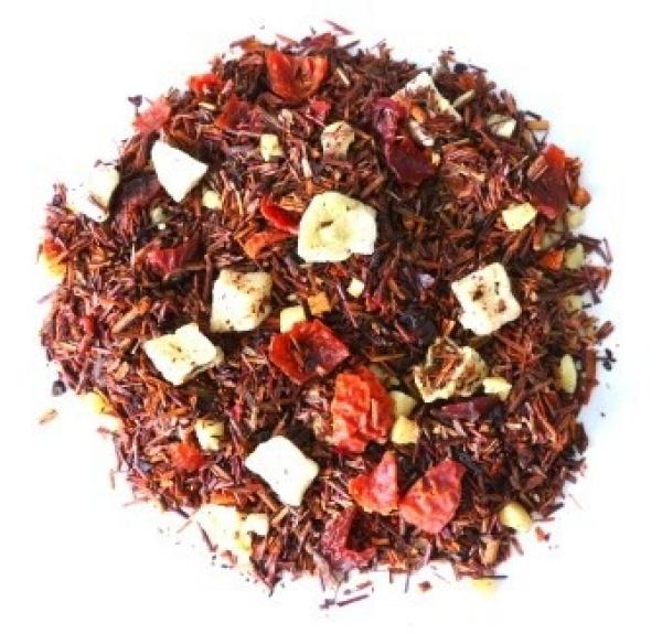 Herbata Rooibos VIKTORIA czerwonokrzew bez kofeiny liściasta sypana herbatka czerwona dzika róża migdały jabłka hibiskus kiwi na prezent podarunek upo