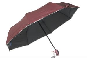 Parasol damski pełny automat bordo metalic