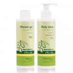 Zestaw MACROVITA Olive.elia Vanilla z bio-oliwą i wanilią: naturalne mleczko do ciała 200ml + żel pod prysznic 200ml