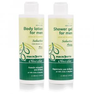 Zestaw MACROVITA Olive.elia Seductive dla mężczyzn: naturalny balsam do ciała 200ml + żel pod prysznic 200ml