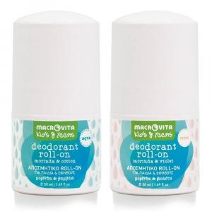 Zestaw MACROVITA Kids & Teens naturalne dezodoranty roll-on: Coral dla dziewczynek 50ml + Aqua dla chłopców 50ml