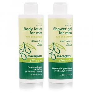 Zestaw MACROVITA Olive.elia Attractive dla mężczyzn: naturalny balsam do ciała 200ml + żel pod prysznic 200ml