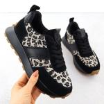 Skórzane sneakersy na platformie w panterkę czarne Vinceza 66793