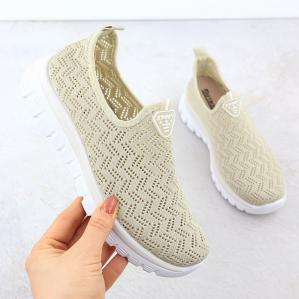 Półbuty sportowe damskie ażurowe slip on beżowe Artiker 56C1016