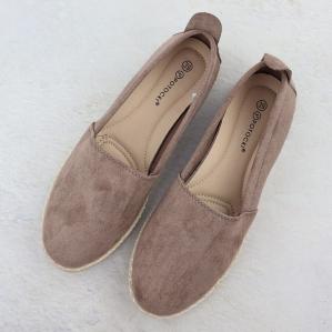 Espadryle damskie wsuwane zamszowe khaki Potocki PY16332