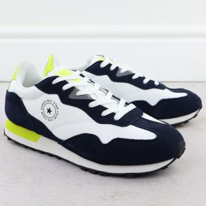 Skórzane półbuty sportowe męskie sneakersy biało-granatowe Big Star RR174408