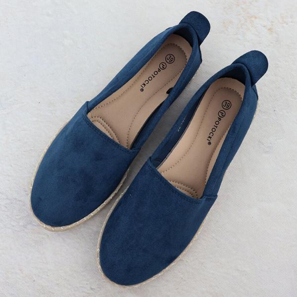 Espadryle damskie wsuwane zamszowe granatowe Potocki PY16332