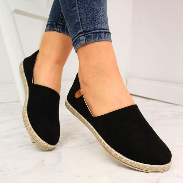 Espadryle damskie wsuwane z wycięciami czarne News 2416