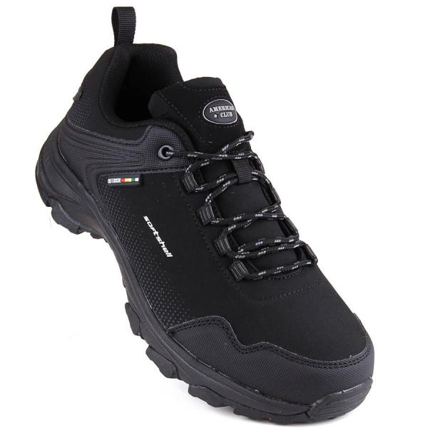 Buty sportowe trekkingowe młodzieżowe softshell czarne American Club