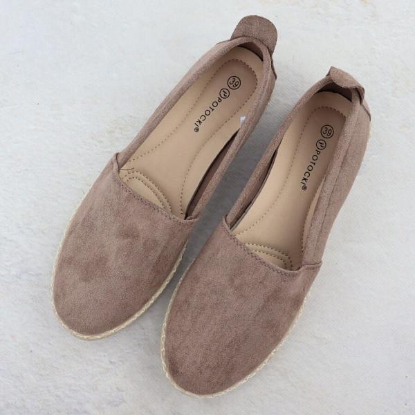 Espadryle damskie wsuwane zamszowe khaki Potocki PY16332