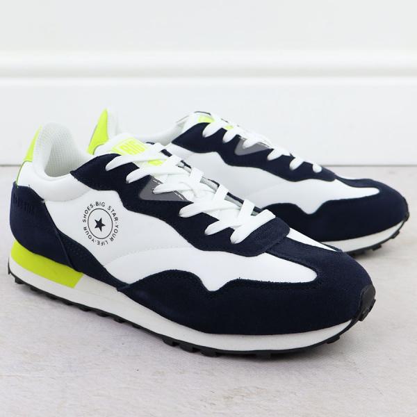 Skórzane półbuty sportowe męskie sneakersy biało-granatowe Big Star RR174408