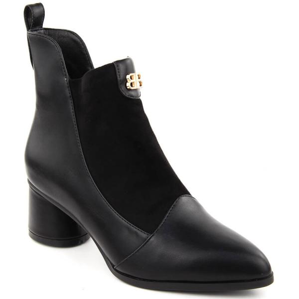 Botki damskie na obcasie czarne D&A S.Barski Premium Collection MR870-96