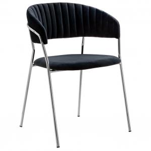Krzesło Margo Silver do salonu czarne z chromowaną podstawą