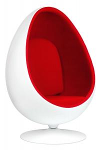 Fotel obrotowy OVALIA JH-069 KinG Home jajo z włókna szklanego biały czerwony