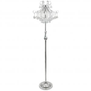 Glamour LAMPA podłogowa 6248/4F 8C Elem stojąca OPRAWA szklana z kryształkami crystals chrom przezroczysta
