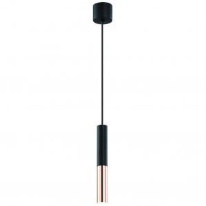 Industrialna LAMPA wisząca Slimi S Nero/Rose Gold Orlicki Design metalowa OPRAWA ZWIS tuba LED 3,5W czarna różowe złoto
