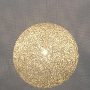Ekologiczna lampa wisząca Luna kula ze sznurka ball biała
