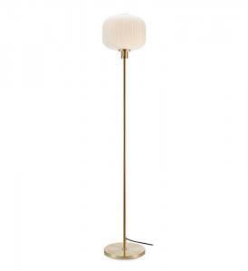 Podłogowa lampa stojąca Sober szklany abażur mosiądz biały