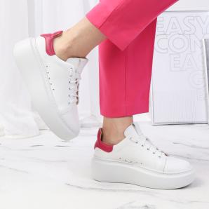 Sneakersy biało różowe