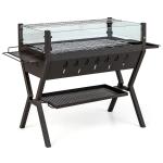 Grill ze stali nierdzewnej ze szklaną osłoną i bocznymi półkami