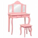 Toaletka kosmetyczna biurko dziecięce z lustrem i taboretem
