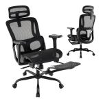 Ergonomiczne krzesło biurowe z wysuwanym podnóżkiem