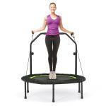 Składana mini trampolina fitness z regulowaną wysokością i 2 opaskami