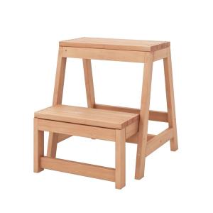 Drewniany taboret ze schodkiem składany