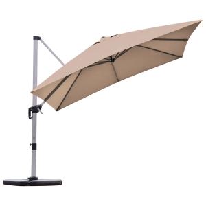 Parasol z podstawą krzyżową i aluminiowym słupkiem 300 x 300 x 261 cm brązowy