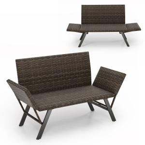 Rattanowa sofa ogrodowa z regulowanymi podłokietnikami