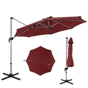 Okrągły parasol ogrodowy 339 cm czerwony