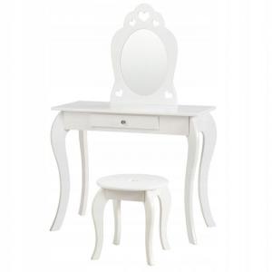 Toaletka kosmetyczna biurko dziecięce z lustrem i taboretem białe