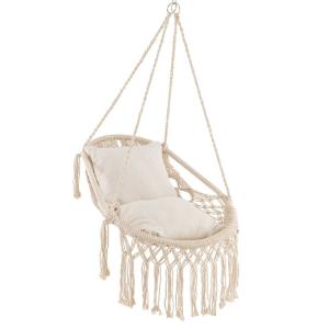 Fotel wiszący huśtawka boho z poduszkami