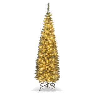 Wąska sztuczna choinka z lampkami LED 150 cm