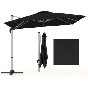 Parasol z podstawą krzyżową i aluminiowym słupkiem 300 x 300 x 261 cm czarny