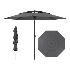 Parasol ogrodowy z systemem wentylacji i korbką szary