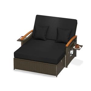 Rozkładana sofa ogrodowa rattanowa 3w1