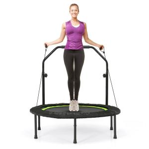 Składana mini trampolina fitness z regulowaną wysokością i 2 opaskami