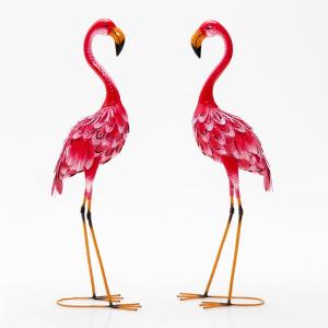 Zestaw 2 szt. figurek ogrodowych Flamingi