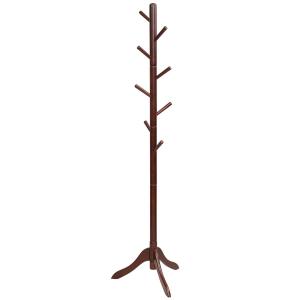 Drewniany wieszak stojący na ubrania brązowy